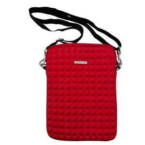 REBECCA MINKOFF Red Neoprene Pyramid Stud iPad Tablet Case Bag